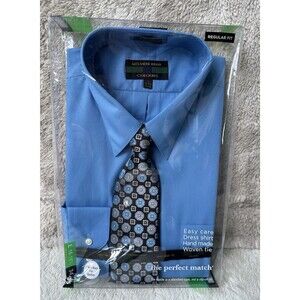 Colours By Alexander Julian Perfect Match blue shirt tie size large 16-16 1/2